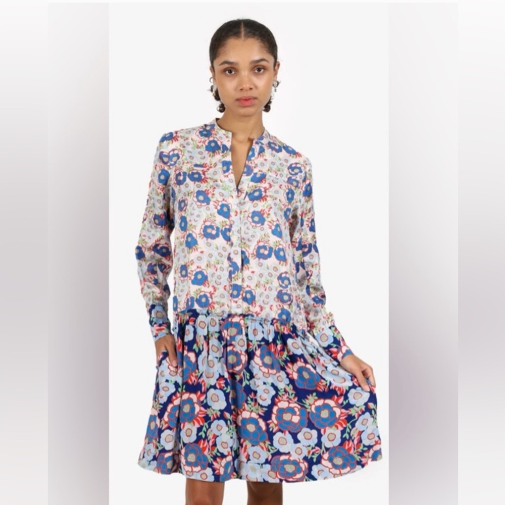 NEW! SANDRO Kimberly Floral Silk  Midi Dress SZ 36